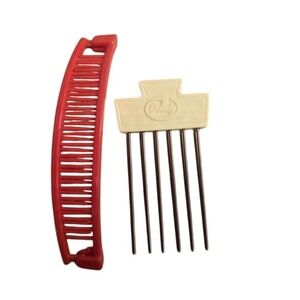Vintage metal GOODY pick for hair and red banana clip 1980s BIG HAIR Retro